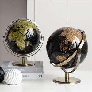 Modern Minimalist Metal Black Globe Office Decoration Accessories World Pendulum Stand Nordic Home Decor Light Luxury Gift 211108