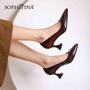 SOPHITINA Women's Shoes Personality Wine Glass High Heel Pointed Toe Female Shoes Spring Handmade Wearable Lady Pumps SO981 210513