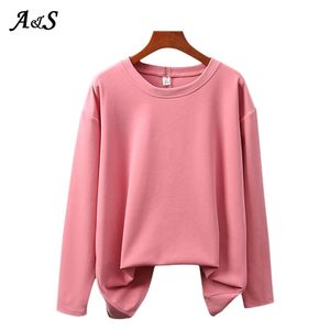 Anbenser Cotton Basic Long Sleeve Womens T-shirt Casual Black White Fashion Solid Top Ladies Korean Tee Shirt Plus Size 220307