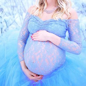 Maternity Dresses Lace Pography Props Long Dress Baby Shower Fancy Pregnancy Po Shoot For Pregnant Women Mesh Maxi Gown