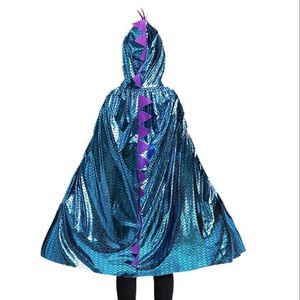 Pojke flicka barn barn halloween cosplay kostymer dinosaur kappa klädsel med hatt chirstmas semester parti 110 * 90cm djur cape