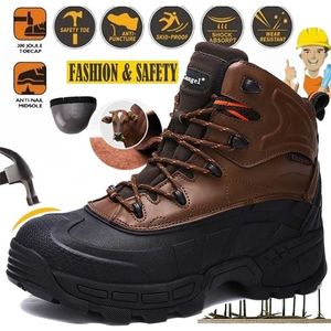 CUNGEL Men Winter Safety Shoes Steel Toe Casual Puncture-Proof Light Weight Work Sneakers For 211217