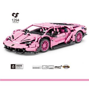 Sembo Blocks Luxury Pink Car Toy Building Bricks Berömd Fordon Modell Kids Leksaker För Barn Födelsedag Presentkort Tjej Juguetes 8609