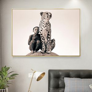 Леопардовый и дочерний дочерний отпечатки портрета животных фотографии для дома стены искусства для украшения гостиной без рамки