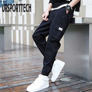Wiosna i jesień Streetwear Spodnie Cargo Męskie Joggers Casual Koreański Moda Sports Spodnie Luźne Harem 211119