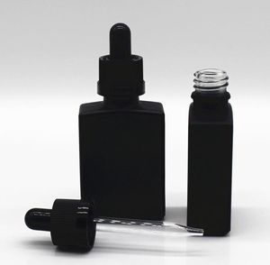 30ml Black Frosted Glass Liquid Reagent Dropper Bottles Square Essential Oil Perfume Bottle Smoke oils e liquids Vials SN2519