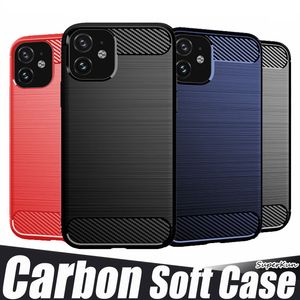 Carbon Fiber Brushed Soft TPU Cases For iphone 12 11 Pro Max Xs Xr 6 6S 7 8 Plus Note20 Shockproof Cover