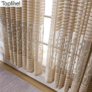 Modern Shade Net Window Sheer Cortina para sala de estar quarto de cozinha cortinas de janela Tecido avanceira aollow cortina 210913