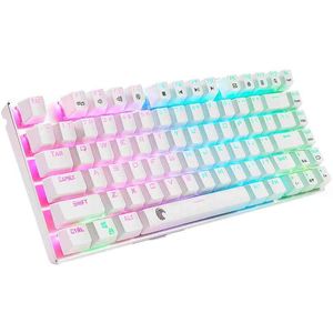 Pequeno RGB LED Backlit à prova de água Teclado de jogos mecânicos com 81 chaves Anti-Ghost Keys DIY Blue Interruptores Branco Z88