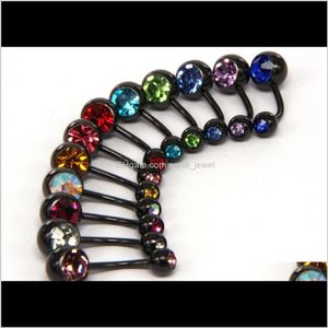 & Bell Rings Button Mix Colors Anodized Black Stainless Steel Body Piercing Jewelry Double Gem Navel Belly Ring Ps2598 Drop Delivery 2021 Ld