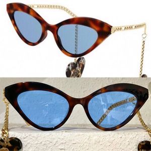 Óculos de sol das mulheres G0978S Moda Classic Coração-em forma de Pingente de Metal Templos Cat-Eye Brincos Sun Óculos com Zebra Estrutura Estrutura Designer Top Quality UV400
