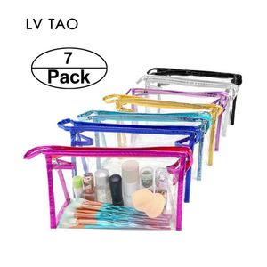 Clear Waterproof Cosmetic Bag For Women PVC Transparent Plastic Makeup Organizing Bags Travel Toiletry Pouch Vacation Cases