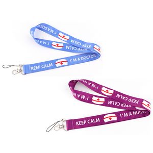 10st / parti J2816 Håll lugnet Jag är en nuse för nackband Lanyard Badge Keychain Key Holder Doctor Sjuksköterska Tillbehör