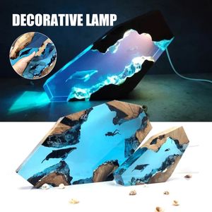 Grande resina epóxi lâmpada de luz mergulhador e baleia jubarte usb desktop lâmpada decorativa ornamentd decoração de dia das bruxas festa presente