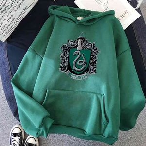 Draco Malfoy Printing Kvinnor Hoodie Mode Cartoon Hoody Höst Vinter Fleece Student Loose Oversize Kläder Unisex Sweatshirts 210728