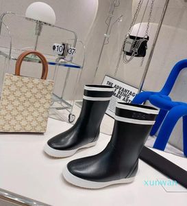 21 Brand women's rain boots rubber walking waterproof ankle boot leisure thick soled short booties green Black Blue Brown