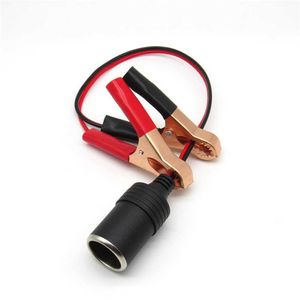 12V-24V Car Cigarette Lighter Female Terminal Alligator Clip Extension Connector Clip-on Battery Adapter Car Extension Cord255g