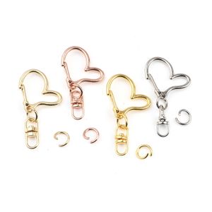 10Pcs Zinc Alloy Heart-shaped With Opening Key Ring Carabiner Key Chain Clip Outdoor Keyring KeyChain Hanging Buckle Accessories G1019