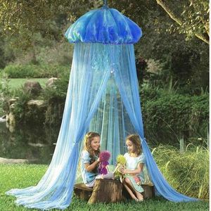 DI0CM H240CM Hung Dome Mosquito Net Blue Jellyfish Bild-Bild-Bilan Tente Jouer à la tente Literie Nettères Cadre