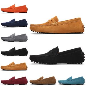 Dress Suede Non-brand Men Cheaper Shoes Black Dark Blue Wine Red Gray Orange Green Brown Mens Slip on Lazy Leather Shoe Size 38-45 s951 s545 s