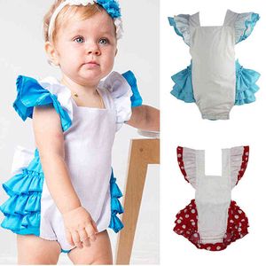 Nowe Słodkie Dzieci Dziewczynka Paski Halter Bawełna Romper Backless Kombinezon Patchwork Outfits One-Sztukowych Pajaciki Baby G1221