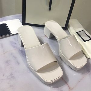 Designer Sandaler Kvinnor Högklackat Gummi Slide Sandal Plattform Slipper Chunky 2.4 