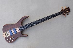 Natural wood body 4 Strings Electric Bass Guitar with Rosewood Fingerboard,Gold Hardware,Neck through body,Provide customized service