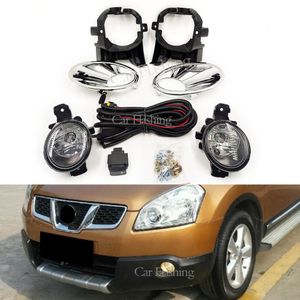 Car Fog Light Assembly Lamp For Nissan QASHQAI J10 2011 2012 2013 LED Fog Lamp Foglights Bracket Harness Cover Grill Bezel