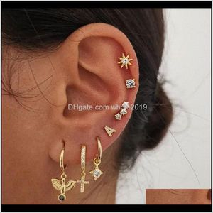Hie Drop Delivery 2021 Kinfolk Gold Small Cross Hoop Earrings for Women Ear Clip Hoop