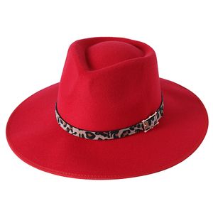 2022 novo design de hemming chapéu de fedora britânico inverno feltro chapéus para mulheres moda larga borda de lã jazz chapéus