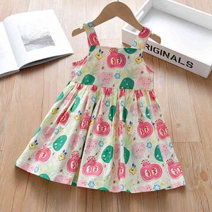 Vestito da bretella per bambini Gilet senza maniche estivo per bambina con stampa di frutta Cute 210515