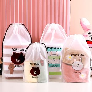 PE Travel Cosmetic Bag Transparent Waterproof Women Shoes Storage Bag Portable Cartoons Toiletry Wash Beauty Kit Storage Pouch