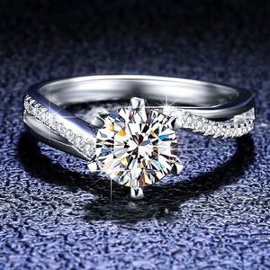 Diamante Excelente Corte D Color Ring Floco de Neve Prata 925 Platinum PT950 Selo Jóias