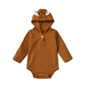 Baby Pit Strip Rabbit Ears Rompers Lovely Long Sleeve Button Climbing Suit Spring Autumn Round Neck Children's Wear 23xt T2