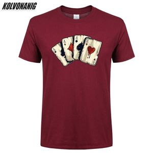 Rock Cool T Shirt Man Poker Karty do gry Cztery Anime 3D Graphic Graphic Drukowane Męskie Odzież Marki Luźne Zgadzane Koszulki Topy 210409