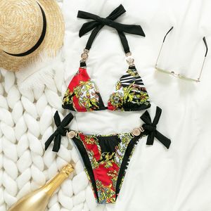 Bikinx Triangle女性水着別プッシュアップホルター水着女性2019入浴スーツブラジルプリントマイクロビキニトップBatherX0523