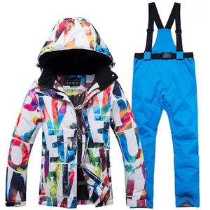 Giacche da sci Tuta da sci invernale calda e spessa Giacca da donna impermeabile e da snowboard Pantaloni antivento Set Costumi da neve femminili Abbigliamento da esterno