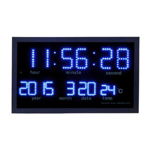 Wandklokken Grote Digitale Klok Moderne Ontwerp met jaar Temperatuur LCD-scherm Kalender Oversize Tijd Horloge Woondecoratie