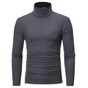 2020 neue männer Einfarbig Rollkragen T Shirts Männlichen Slim Fit Langarm T Shirts Schwarz Weiß Männer t-shirt tops M-3XL Y0408