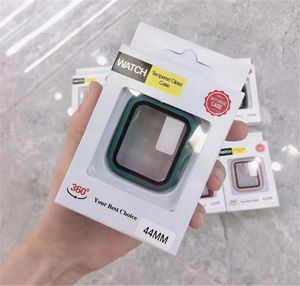 29 Renkler Instock Koruyucu Cam Durumda Film Ekran Koruyucu Apple Watch Serisi için 4/5 40mm / 44mm Smartwatch Tam Kapak Tampon Perakende Paketi ile