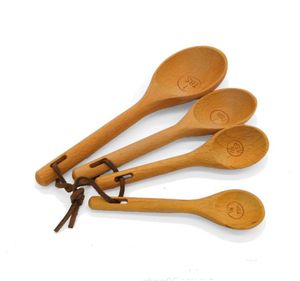 4pcs Wood Measuring Spoon Set Kitchen Tools Sugar Salt Spoon Baking Measuring-Spoons Coffee Tea Scoop Wooden Cooking Utensils SN3340