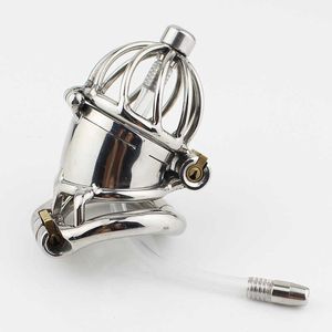 Male Chastity Cage Metal Penis Locked In Chastity Belt Device Men Cock Cage Urethral Stretcher Catheter Sex Toys P0827