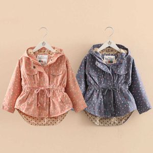 Winter Spring Autumn 3 4 6 8 10 11 12 Years Teenager Wind Proof Outwear Waist Slim Baby Kids Girls Hooded Outdoor Jacket 210529