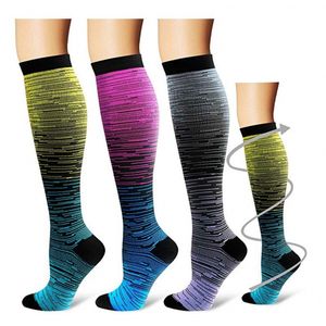 Apoio de perna unisex Stretch Stretch Compression Socks Knee Alta / Longo Gradiente Meias Ao Ar Livre Esporte Long Socks 2 Tamanho 735 Z2