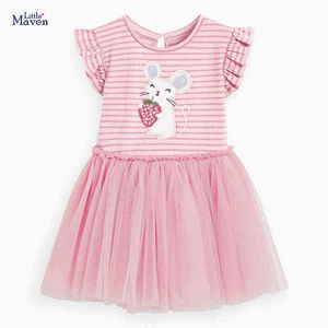 Frocks for Girls 2022 Summer Baby Girl Abbigliamento per bambini Toddler Cotton Striped Animal Vestido Abito casual per bambini 2-7 anni G1215