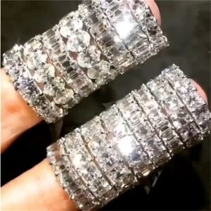 Anello 925 Sterling Silver Diamond Engagement Anelli per la fetta di fedi per donne Gioielli per feste di Finger