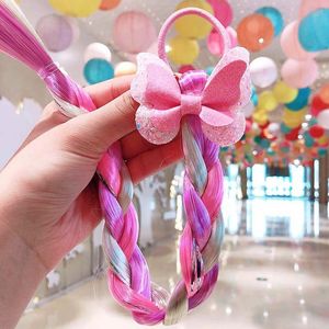 Colorful Rainbow Snowflake Butterfly Wing Bow Knot Hairpiece Braid Headband Ponytail Holder Rubber Bands Clip Rings Kids Children Fashion Hair Accessories