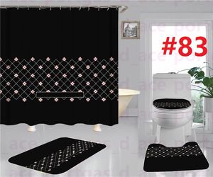 4PCS Toilet Seat Cover Tide Printed Waterproof Shower Curtains Home Hotel Non Slip Bathroom Rugs Washable Toilets Case Floor Mats Set