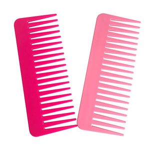Coloful wide toothed hair comb easily through big curly thick dry or wet hair brushes