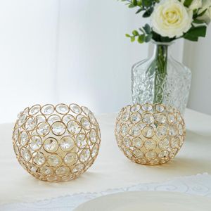 Candle Holders Gold Set Of 2pcs Crystal Bowl Candleholders For Wedding Decoration Table Centerpieces Anniversary Celebration